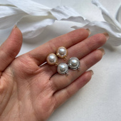 Швензы "Круглые" с жемчугом Майорка, 12 мм