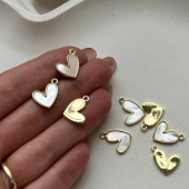 Подвеска "Сердце" с перламутром, 15,5*12,5 мм