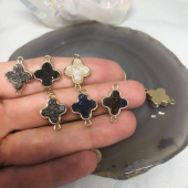 Коннектор "Четырехлистник" 15мм, в позолоте 24К