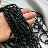 Шунгит, гладкая бусина, 4 мм, нить