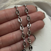 Цепь "Овальное звено" с отверстиями, 6*8 мм, родирование