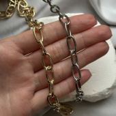 Цепь "Невада" mini, 50см, 14*9 мм, позолота/родирование