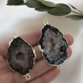 Коннектор, срез агата Ботсвана в серебре