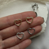 Серьги "Сердца контурные" 12*11 мм, позолота/родирование