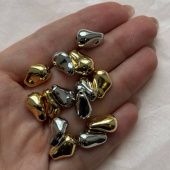 Ювелирная бусина "Мятая", 14*10 мм