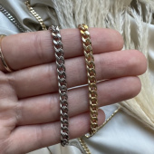 Цепь панцирного плетения, 5 мм, позолота/родирование