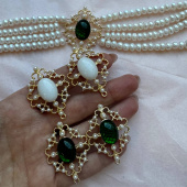 Швензы «Барокко» с жемчугом Майорка, 40*32 мм