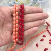 Бусина коралла, капля, размер 8мм, лососевый и красный цвет