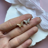 Кафф "Бабочка" с циркониями, 13*10 мм, на левое ухо