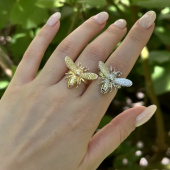 Кольцо безразмерное «Пчела», 21*28 мм