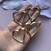 Серьги "Сердца" симметричные, 39*45 мм, позолота/родирование