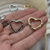 Карабин «Сердце» с циркониями, 23*21 мм