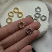 Ювелирный элемент "Фактурный круг", позолота/родирование, 13*12 мм