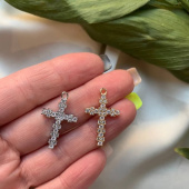 Подвеска "Крест" с циркониями, 20*15 мм