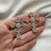 Подвеска «Крест» с циркониями, 28*40 мм