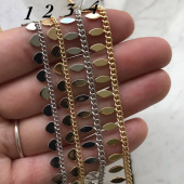 Цепь с подвесками "Сердце" и "Овал", родирование/позолота