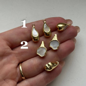 Подвеска "Капля" с перламутром, 19*8,5/17*11 мм