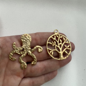 Подвеска «Осьминог» и «Дерево», Итальянская фурнитура, позолота