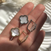 Швензы с перламутром «Четырехлистник», 16 мм