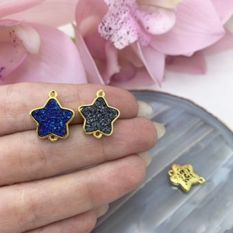 «Друза кварца», Звезда, коннектор в позолоте 24К
