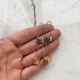 Серьги "Булавки", родирование/позолота