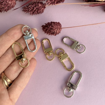 Карабин "Попугай" 30*12мм, родирование/позолота 24К