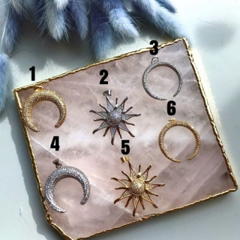 Подвески "Луна и Солнце" Родирование/Позолота