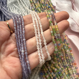 Циркон граненый, 3 мм, "Мультиколор", нить