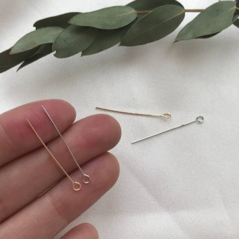 Пин с петлей, средней жесткости, 30 мм родирование/позолота