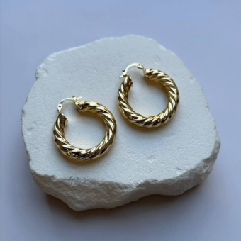 Серьги круглые "Витые", 32*38 мм