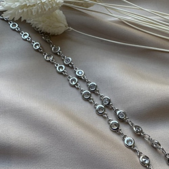 Цепь с циркониями, 8*5 мм, родирование, 10 см