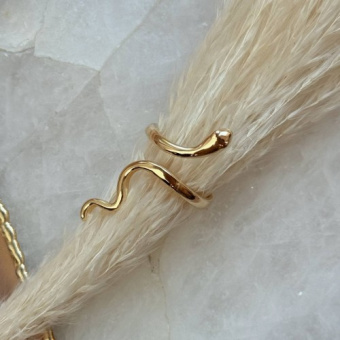 Кольцо "Змея" гладкое, безразмерное, позолота