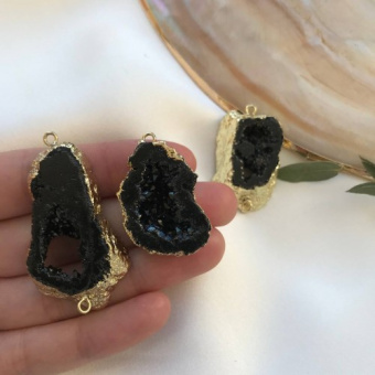 Коннектор, друза пирита, позолота 24К