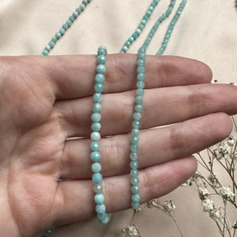 Амазонит натуральный, 3/4 мм, нить