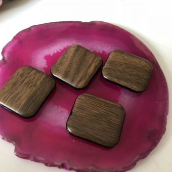 Бусина из пластика, Имитация дерева, Большой Квадрат. 30*32мм.