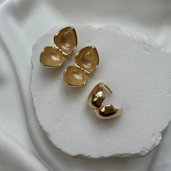 Серьги "Капля металла", 18,3*15 мм