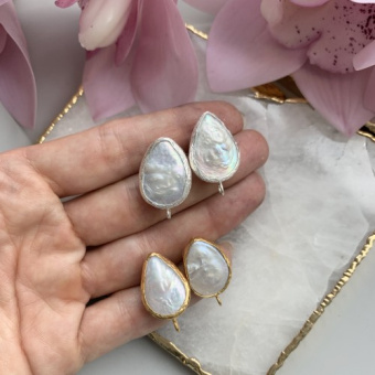 Швензы с барочным жемчугом в позолоте