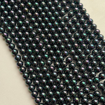 Жемчуг Майорка "Черный бензиновый", 8 мм, нить