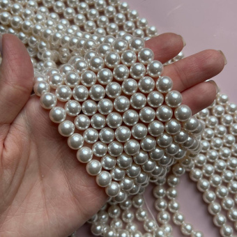 Жемчуг Майорка, гладкая бусина, 8 мм, нить