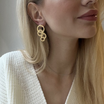 Швензы "Круги", Итальянская фурнитура. Матовая Позолота 18К.