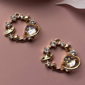 Подвеска "Космос" с циркониями, 17*15 мм