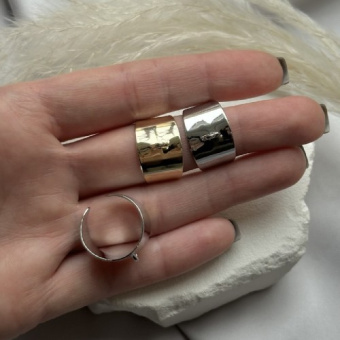 Основа для кольца с петлей "Широкая", ширина 13 мм, позолота/родирование