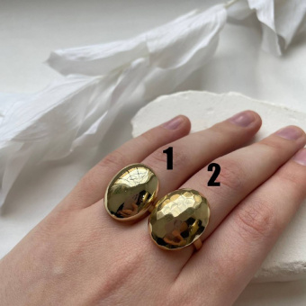 Кольцо "Овал" гладкое/мятое, 22*17 мм, регулируемое