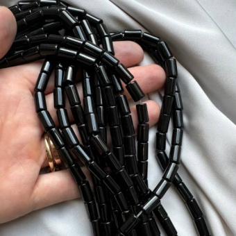 Агат черный "Трубочка", 10*6 мм, штука