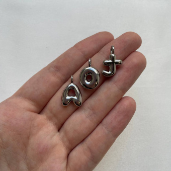 Подвеска "Буква объемная", 18*15 мм, родирование