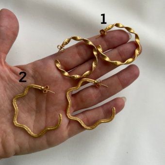 Серьги «Волна»и «Зигзаг», Итальянская фурнитура, позолота
