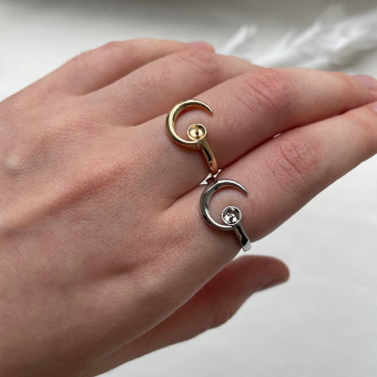 Кольцо "Месяц" под вклейку, регулируемое