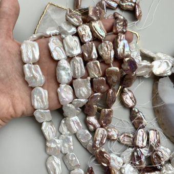 Жемчуг барочный, прямоугольная плоская бусина