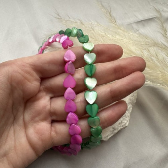 Перламутр бусины "Сердце", цветной, 8*9 мм