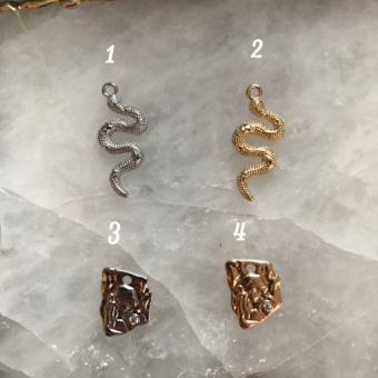 Подвески "Змея" и "Лицо" позолота/родирование